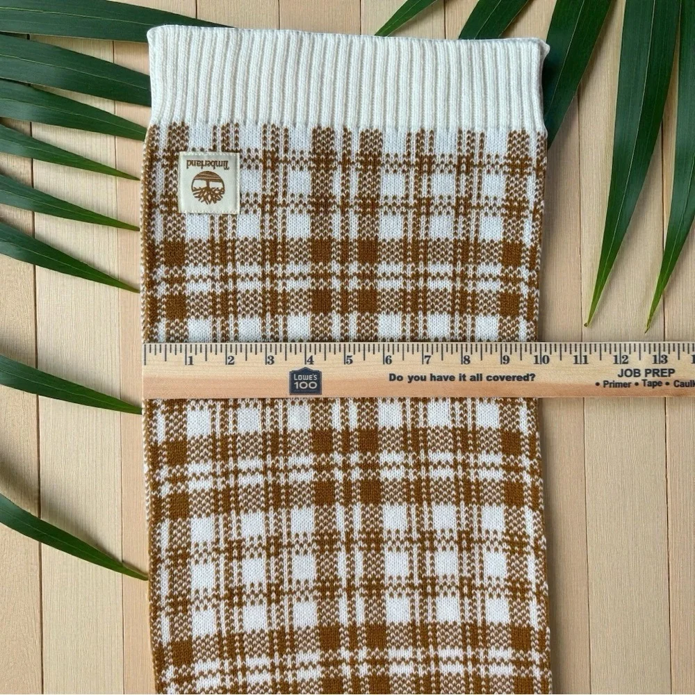 Timberland Plaid Knit Scarf – Tan Caramel & Cream – OS - Picture 6 of 10